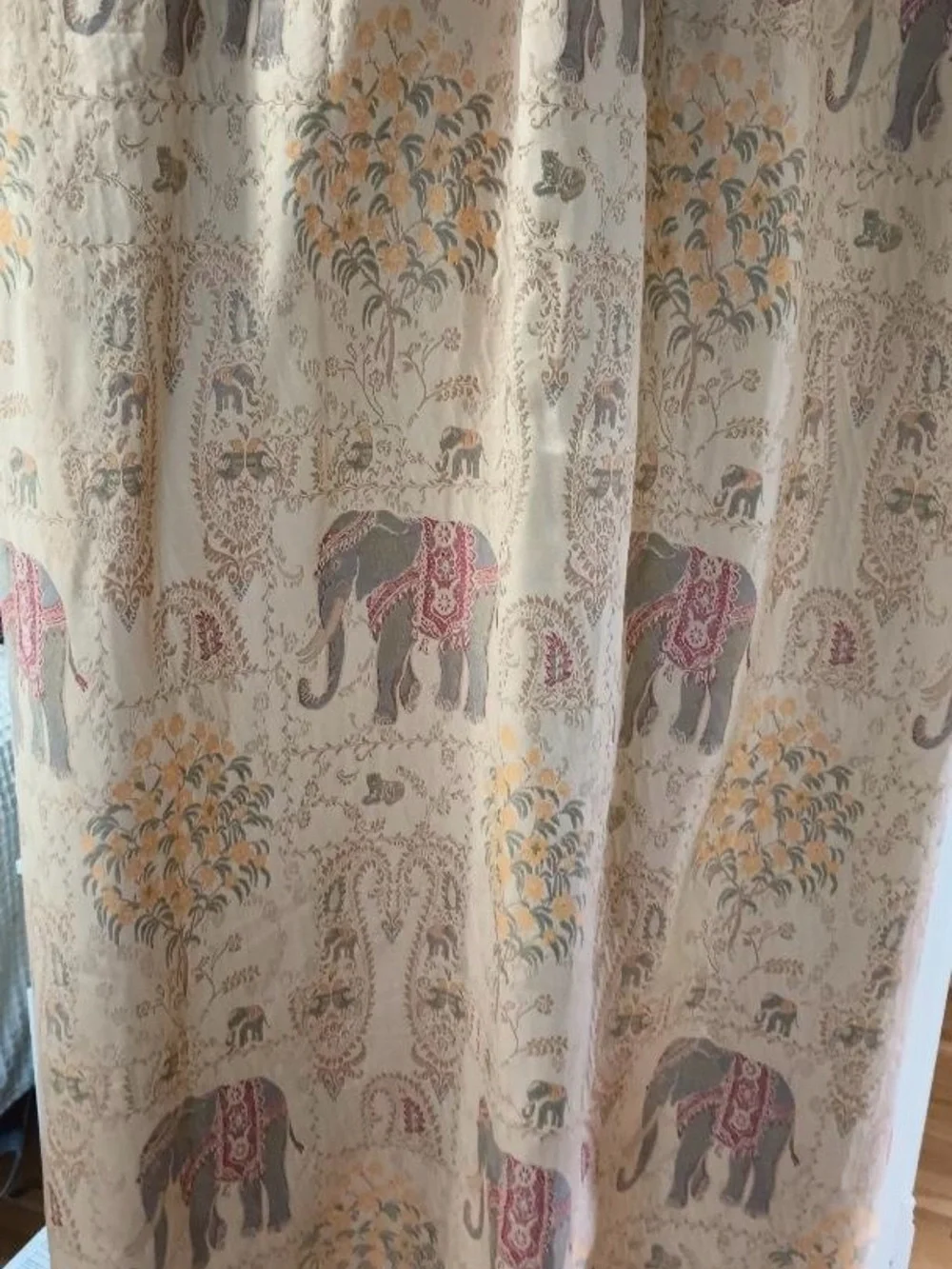 Three Pier One Elephant Jacquard Curtain Panels - rare!